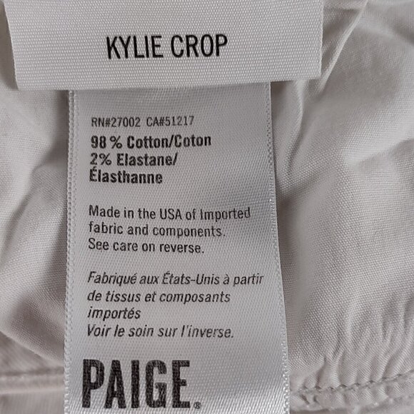 Paige Kylie Crop White Jeans With 5 Pockets Zip Fly With Button Closure Size 32 - Picture 11 of 12